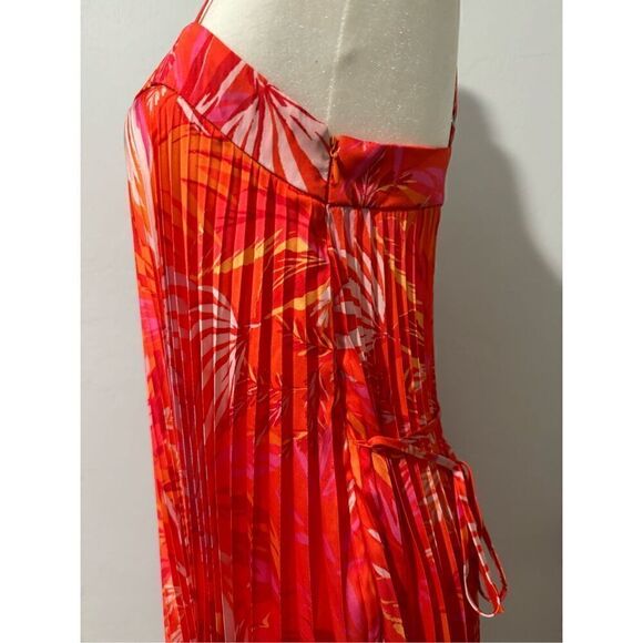 Milly Irene Tropical palm print Asymmetrical pleated accents dress 6 - Picture 7 of 12